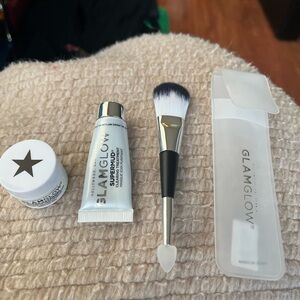 Glamglow Double Ended Applicator Brush Plus Mini Samples.  All New!